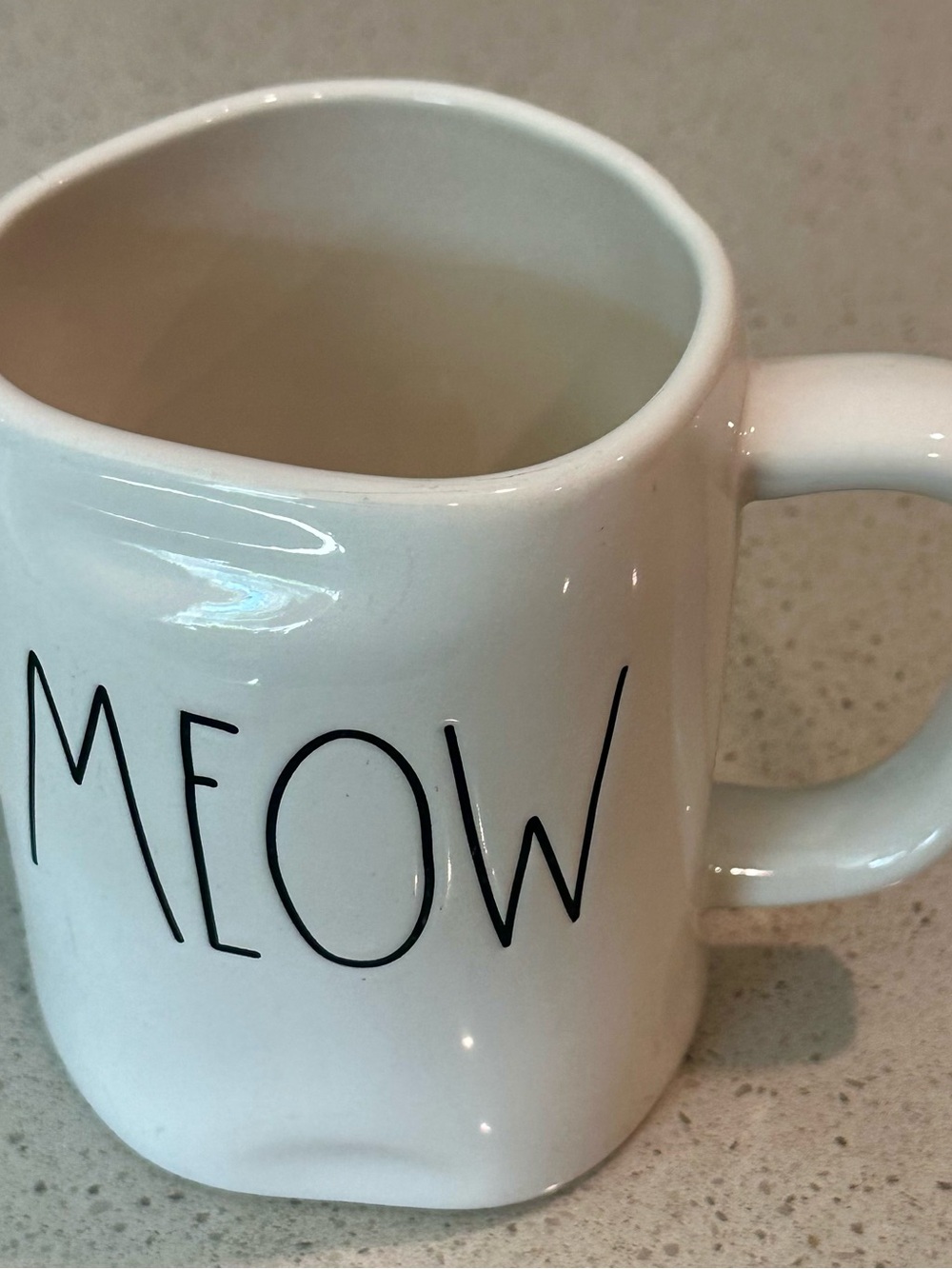 Rae Dunn White Ceramic Mug with MEOW Lettering